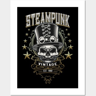 Steampunk Vintage Skull Posters and Art